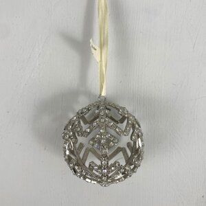 Christmas Ornament Snowflake Sphere Rhinestone Open Weave Ball Tree Decoration